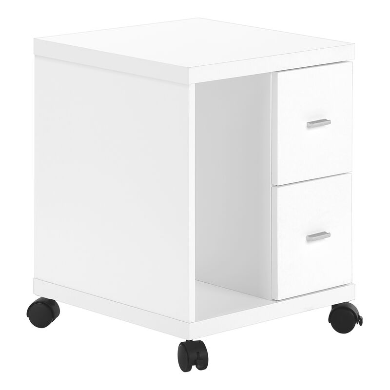 Monarch Specialties I 7055 Office, File Cabinet, Printer Cart, Rolling File Cabinet, Mobile, Storage, Work, Laminate, White, Contemporary, Modern image number 1