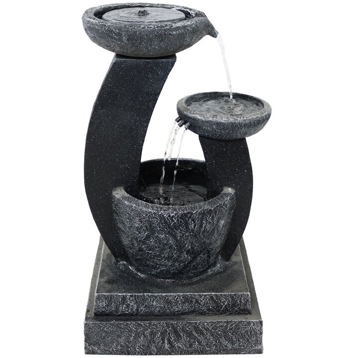 Sunnydaze Modern Cascading Bowls Solar Water Fountain with Battery - 28 in