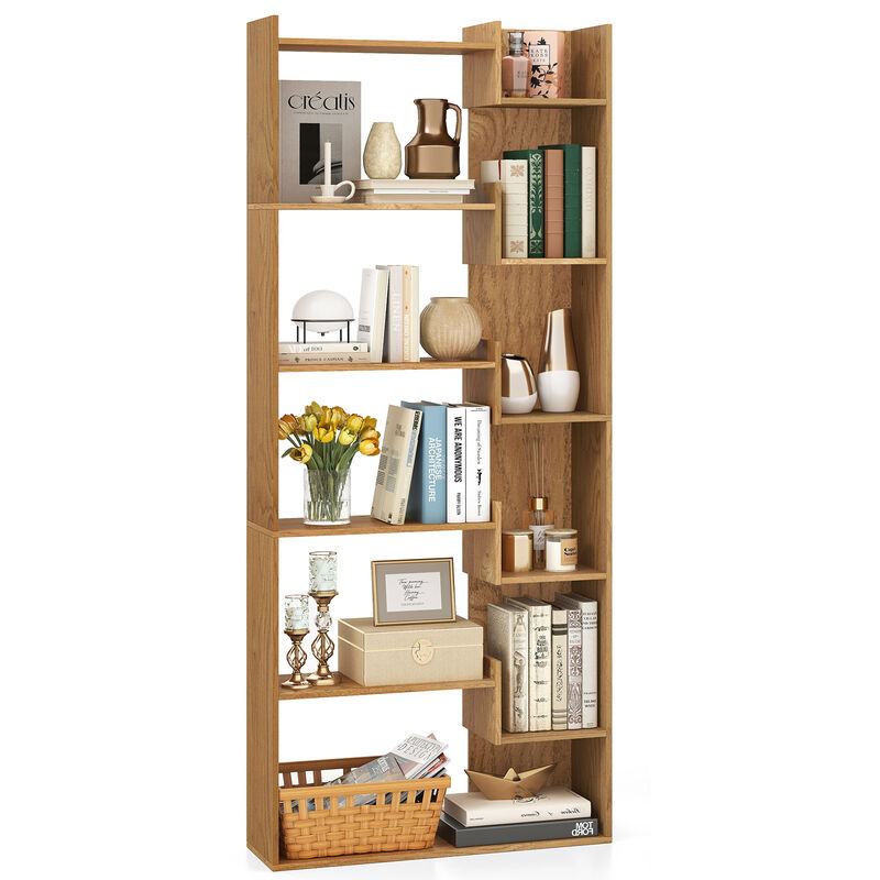6-Tier Wooden Bookshelf with Open Shelves and 2 Anti-Tipping Kits Included