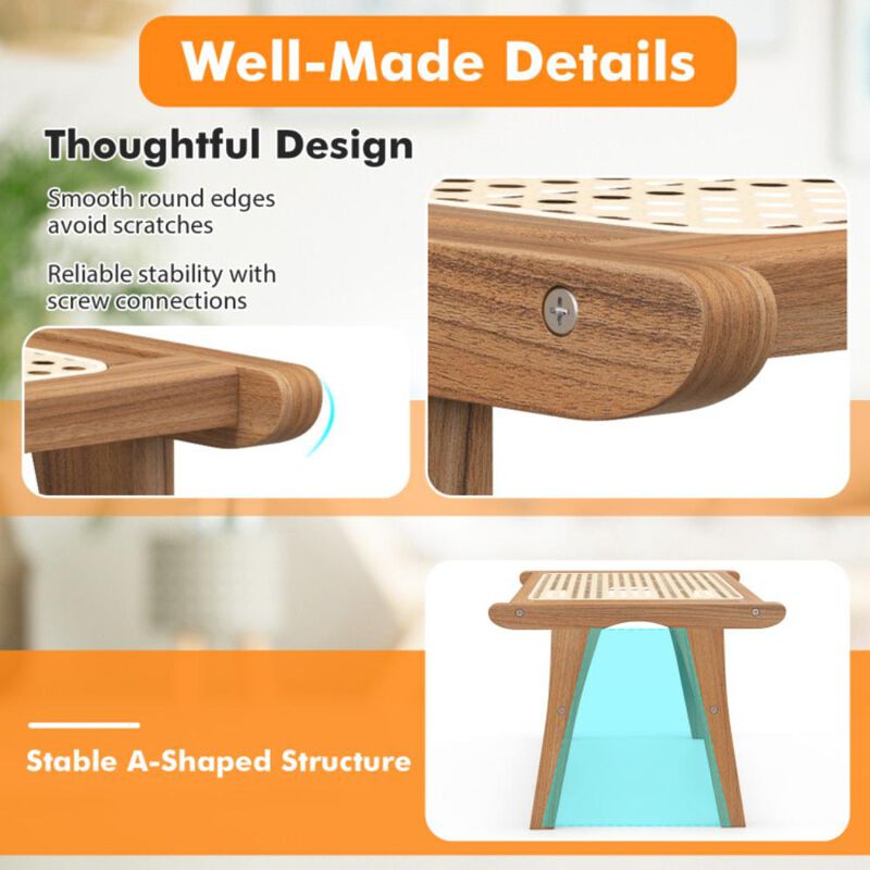 Hivvago Mid Century Modern Accent Chair Farmhouse Handwoven Rattan Chair with Ottoman