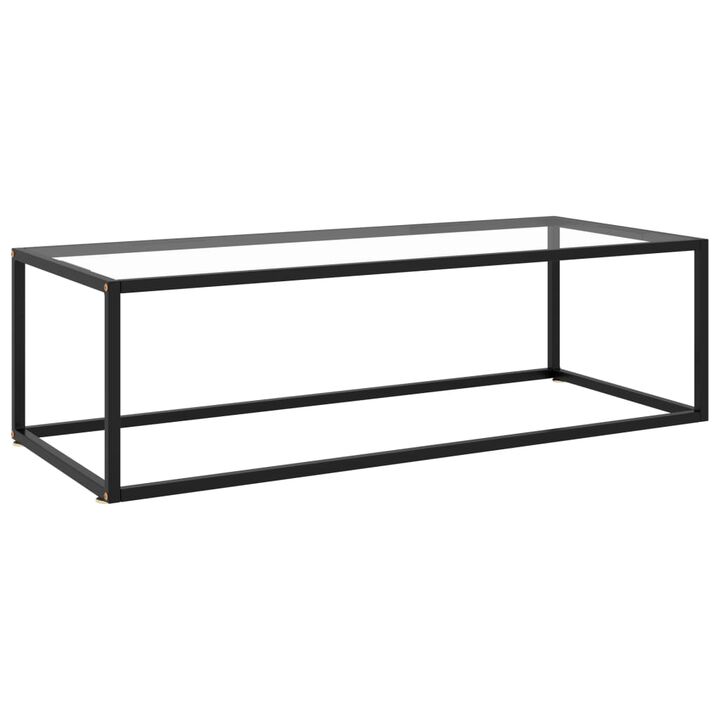 vidaXL Coffee Table Black with Tempered Glass 47.2x19.7x13.8