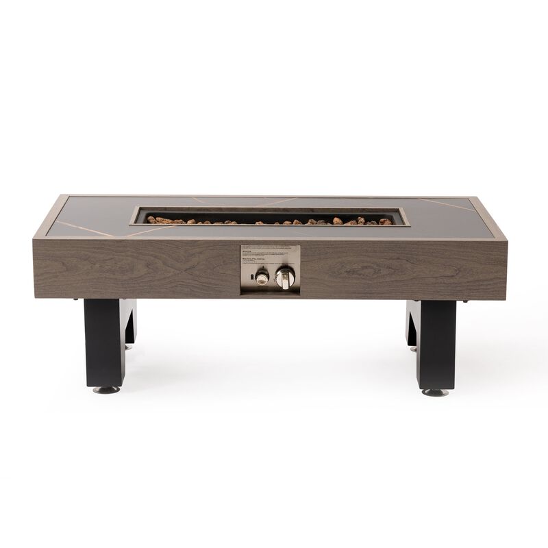 Mondawe 42 Inch Modern Propane Fire Pit Table With Waterproof Cover & Stainless Steel Burner