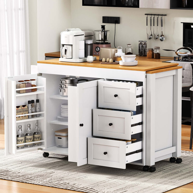 Merax Kitchen Island with Extendable Dining Table