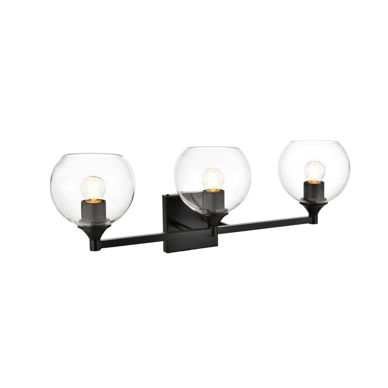 Living District Foster 3 light Black and Clear Bath Sconce
