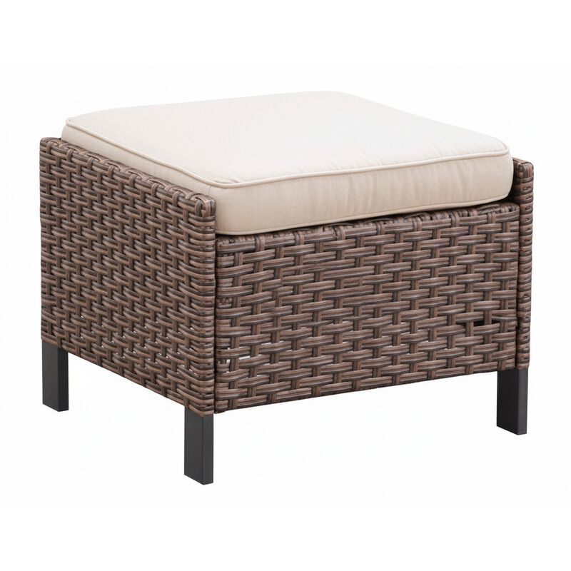 Outdoor 2-Piece Woven Rattan Footstool Set image number 0