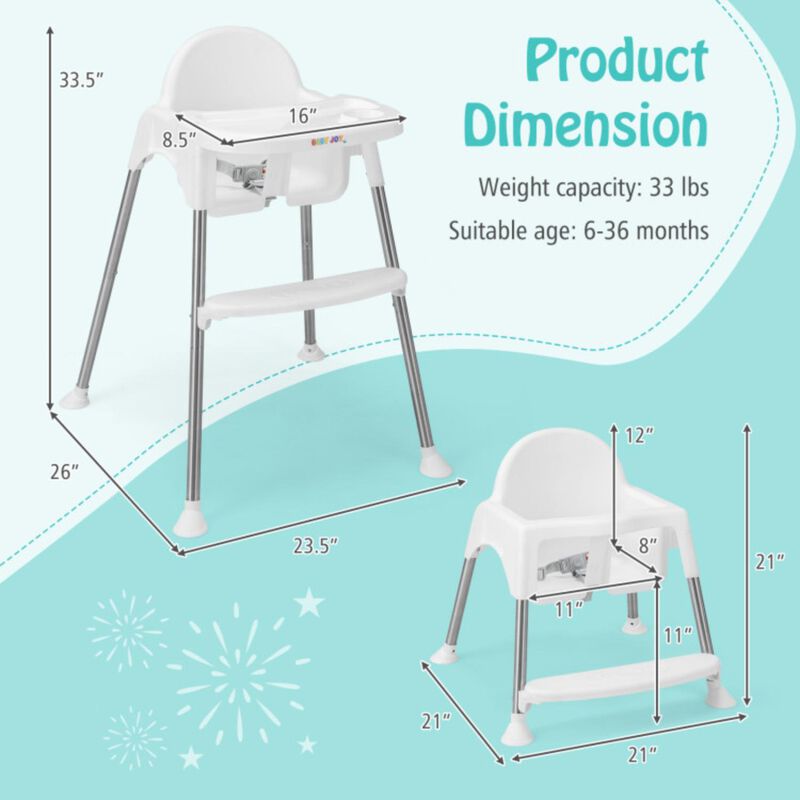 Hivvago 4-in-1 Convertible Baby High Chair with Removable Double Tray