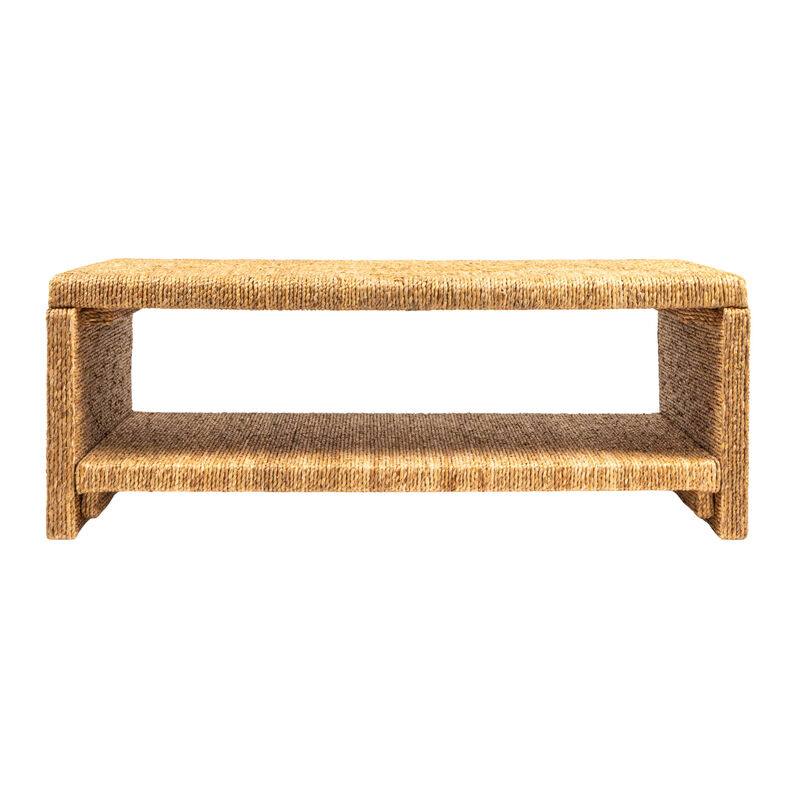 Woven Water Hyacinth & Acacia Wood Coffee Table image number 3