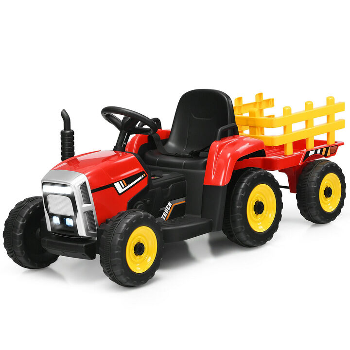 Kids 12V Ride On Tractor with 3 Speed Gears and Front Loader Ages 3 Plus