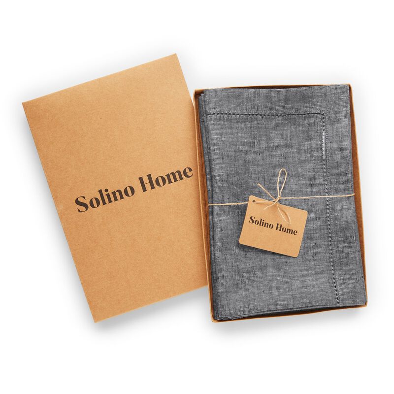 Solino Home 100% Pure Linen Dinner Napkins 20 x 20 Inch Set of 4 - Milan