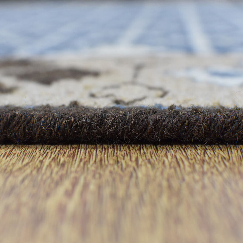 Rugsotic Carpets Hand Knotted Sumak Wool 4'x6' Area Rug Oriental Blue Beige SW0009