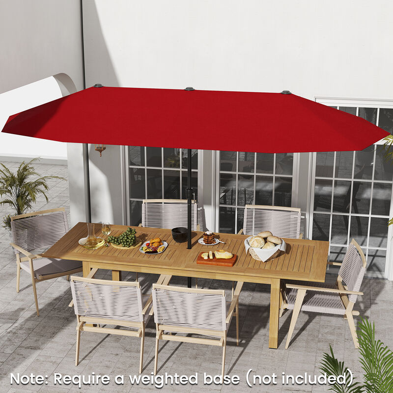 Patio Umbrella Outdoor Double-Sided Table Market Umbrella with Crank Handle