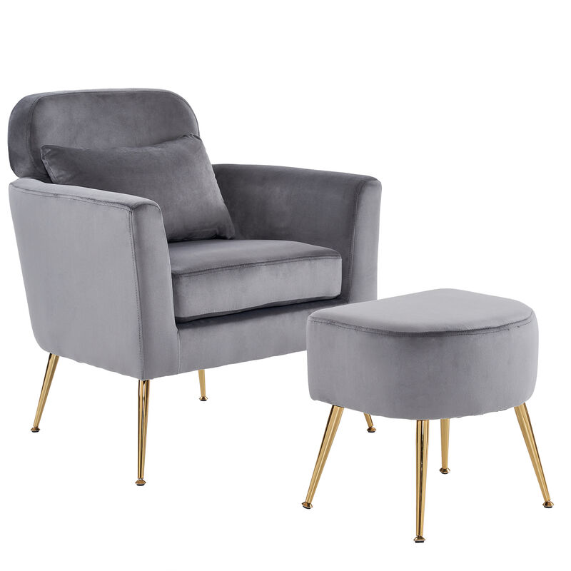 Single Leisure Chair with Footrest & Pedals Cozy Flannelette Upholstered Indoor Lounge Chair