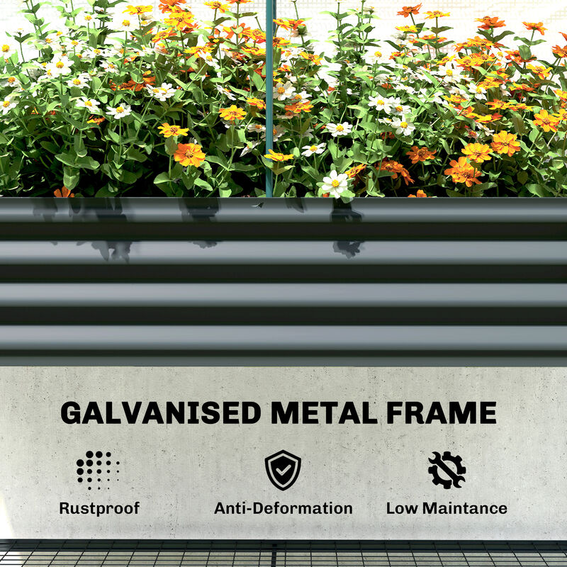 Hivvago Metal Raised Planter with Greenhouse Cover and Shelf image number 7