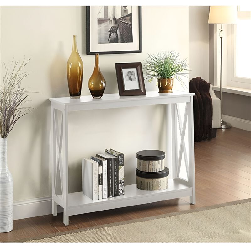 Wood Console Table with Bottom Shelf &ndash; Perfect for Living Room Storage and Display