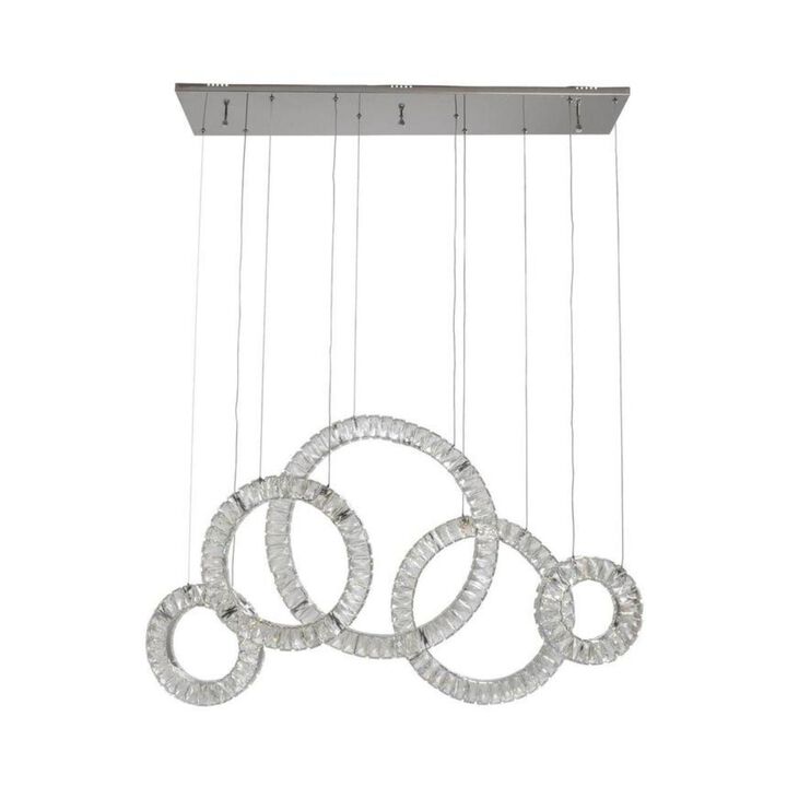 Hoop Progression Chandelier Chrome Crystal Integrated LED Dimmable