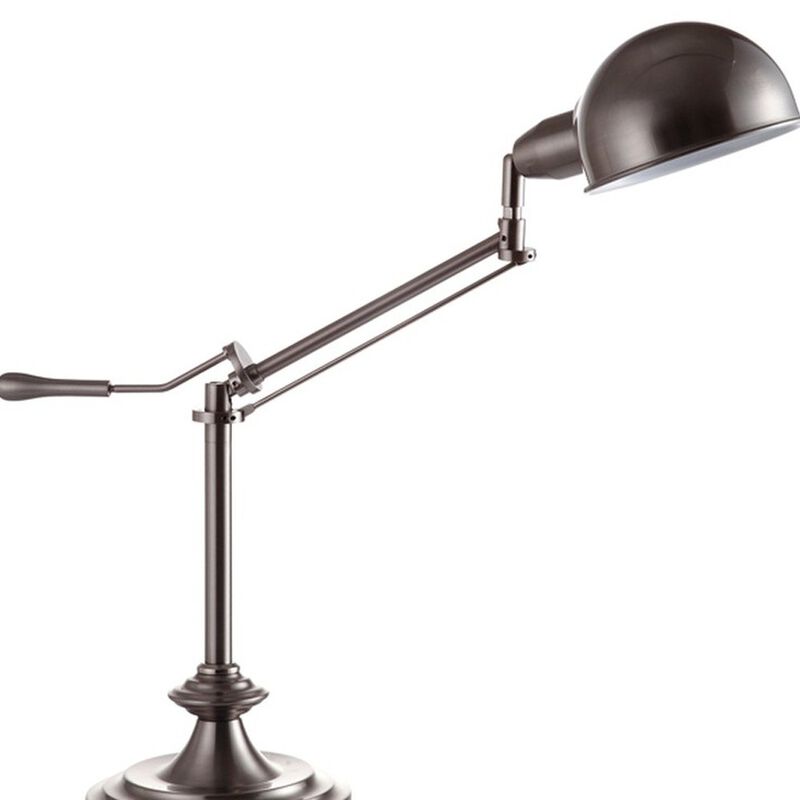 HomeRoots Silver Metal Swing Arm Table Lamp image number 2