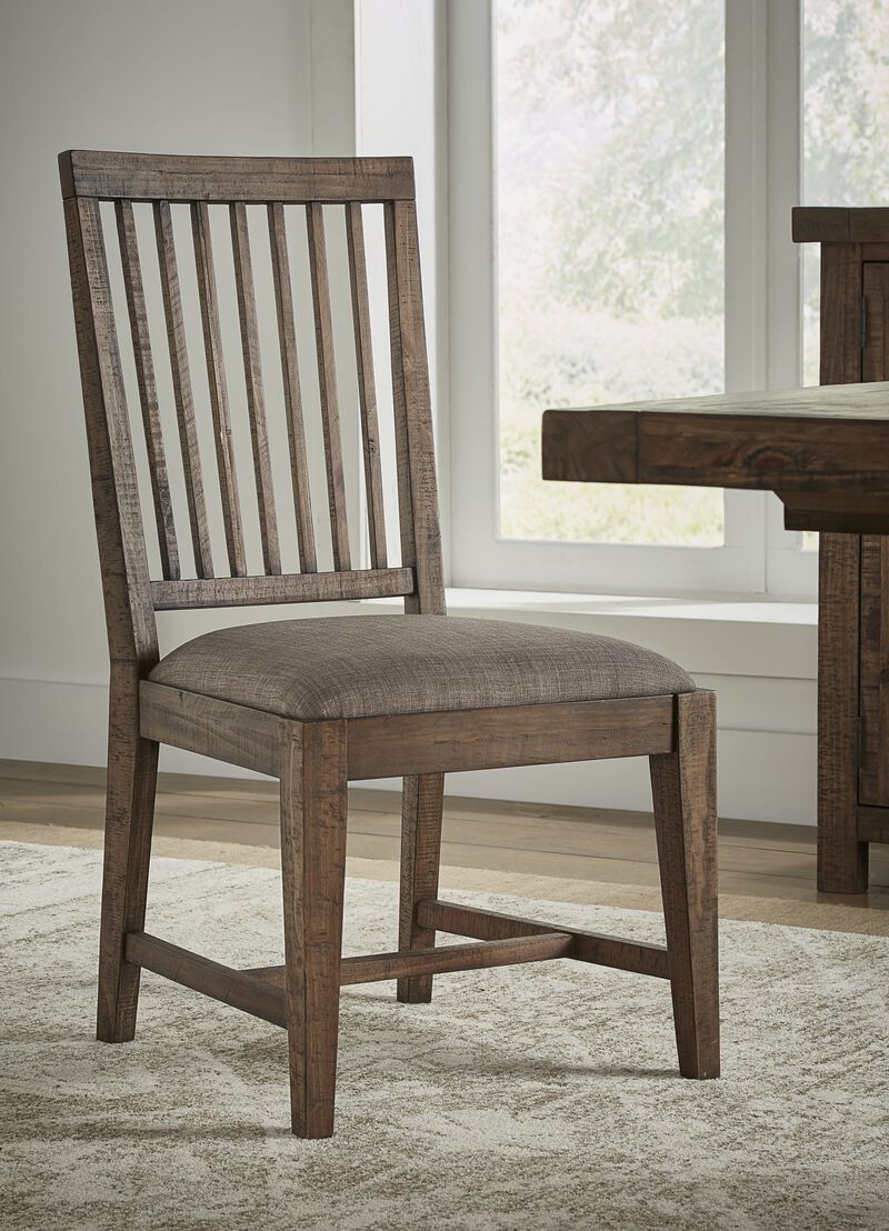 Autumn Solid Wood Upholstered Dining Chair in Flint Oak - Set of 2