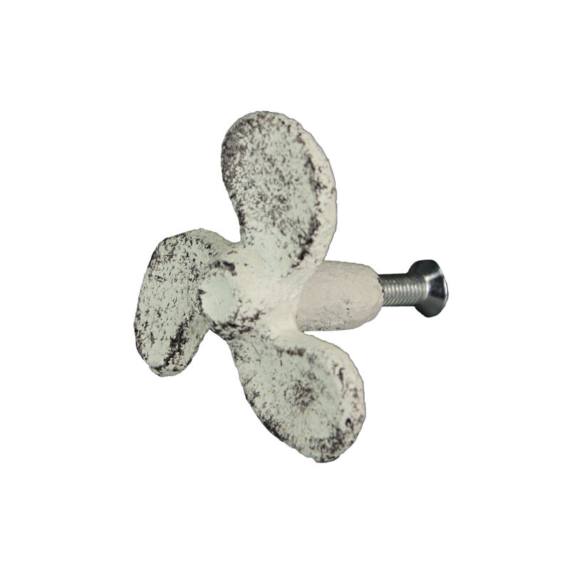 Set of 6 Antique White Cast Iron Boat Propeller Cabinet Knobs - Nautical Drawer Pulls for Rustic Coastal Charm - Easy Installation - 1.75 Inch Diameter image number 0