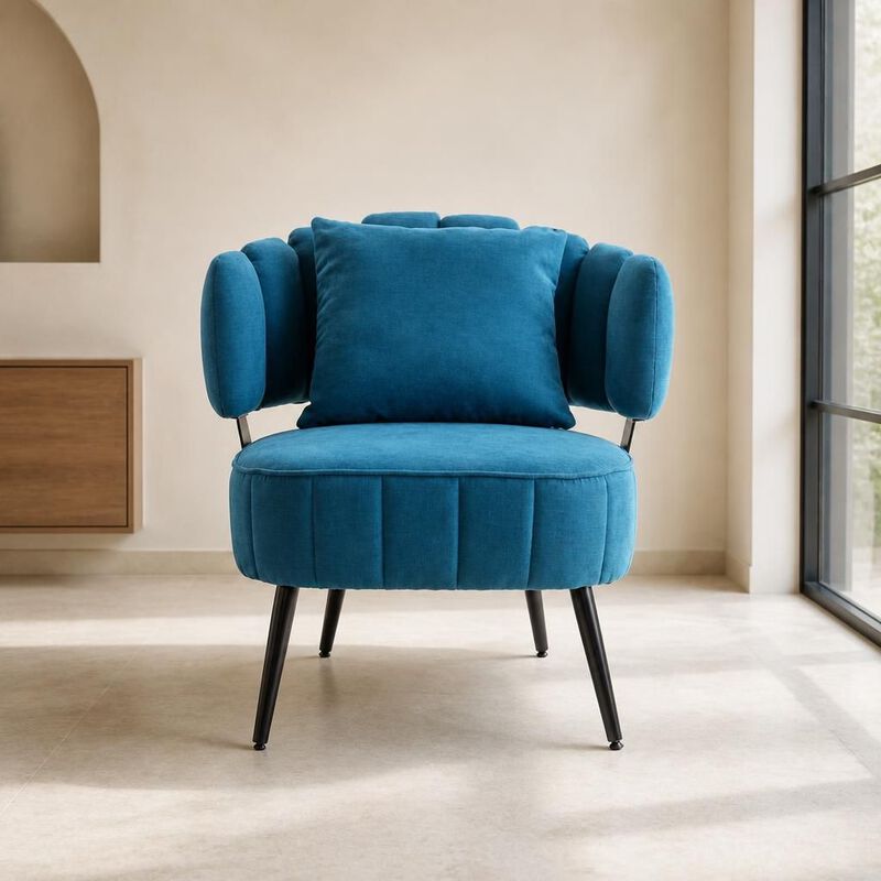 GOODSILO Compact tub accent armchair with pocket coil support, soft chenille upholstery, ideal for small spaces and reading nooks image number 3