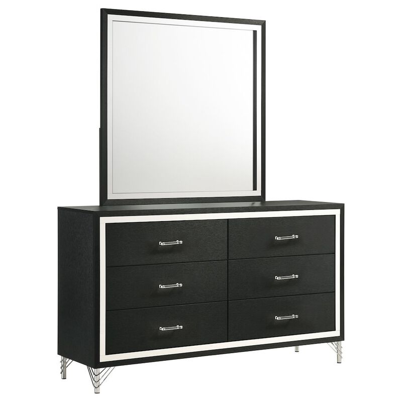 Coaster Co. of America Lucia 6-drawer Dresser and Mirror Black image number 0