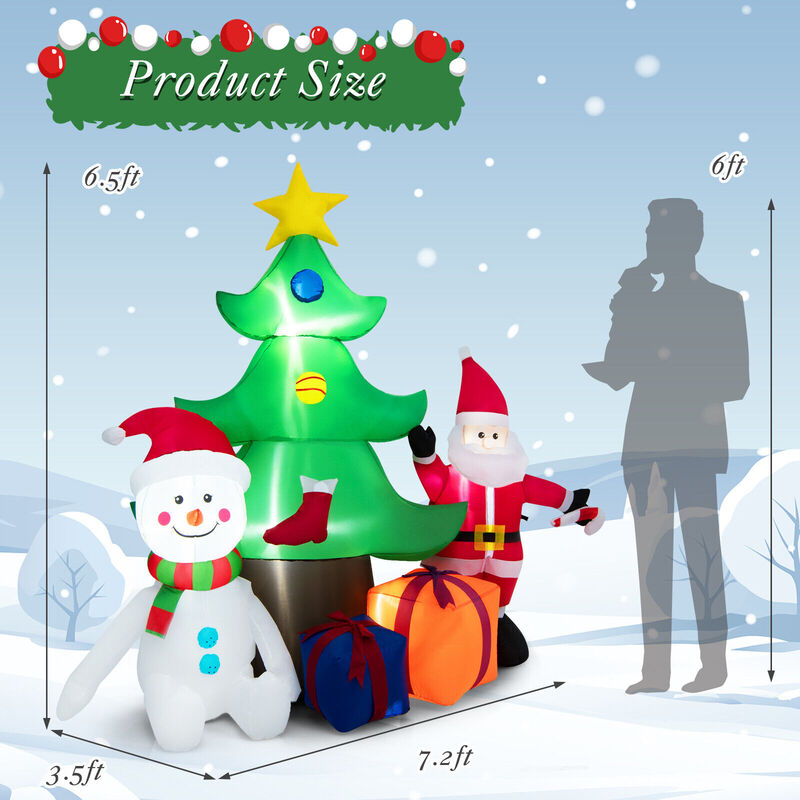 7.2 Feet Inflatable Lighted Christmas Decoration Tree with Santa Claus image number 3