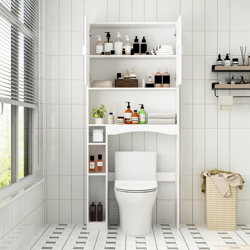 FUFU&GAGA 31.51-in x 7.9-in x 9.8-in White 6-Shelf Over-the-Toilet Storage