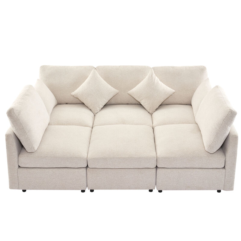 Merax Sectional Sofa Modular Sofa U-shaped Sofa Couch Sofa Bed L-shaped Sofa with a Movable Ottoman