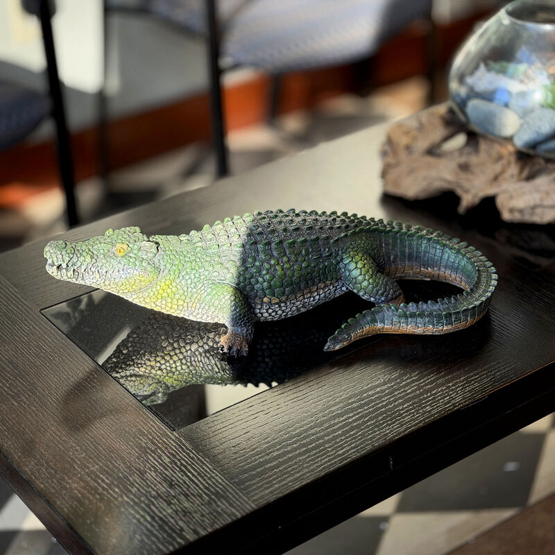 Alligator Statue Realistic Green Resin Outdoor Garden Figure 21 Inch image number 9