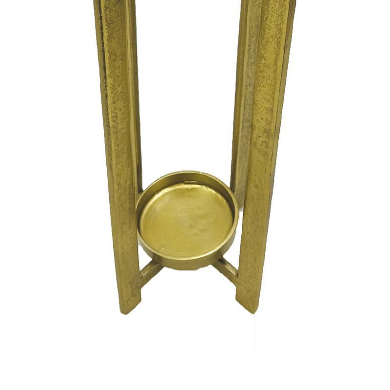 Siana Tabletop Decor, Candle Holder, 31 Inch, Gold Finished Metal - Benzara