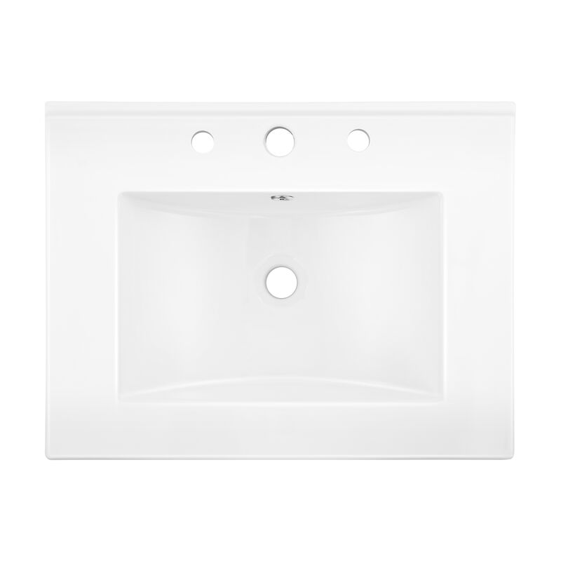 Ancillary 3-Hole Classic Contemporary Rectangular Ceramic Single Sink Basin Vanity Top