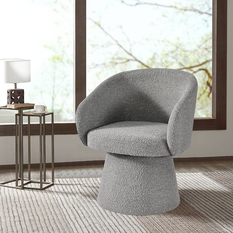 Glamour Home Belle Gray Boucle Fabric Dining Chair with Swivel Base