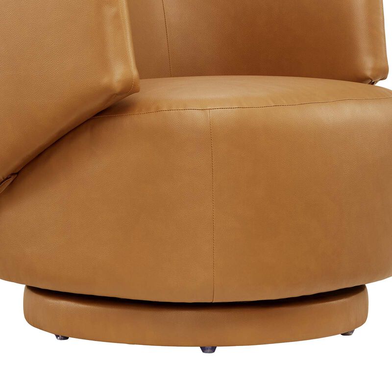 Celestia Vegan Leather Fabric and Wood Swivel Chair Brown EEI-6358-TAN image number 6