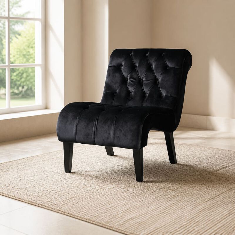 GOODSILO Armless Velvet Upholstered Accent Chair Leisure Chair with Wooden Legs for Living Room, Bedroom, Office, Small Spaces image number 3