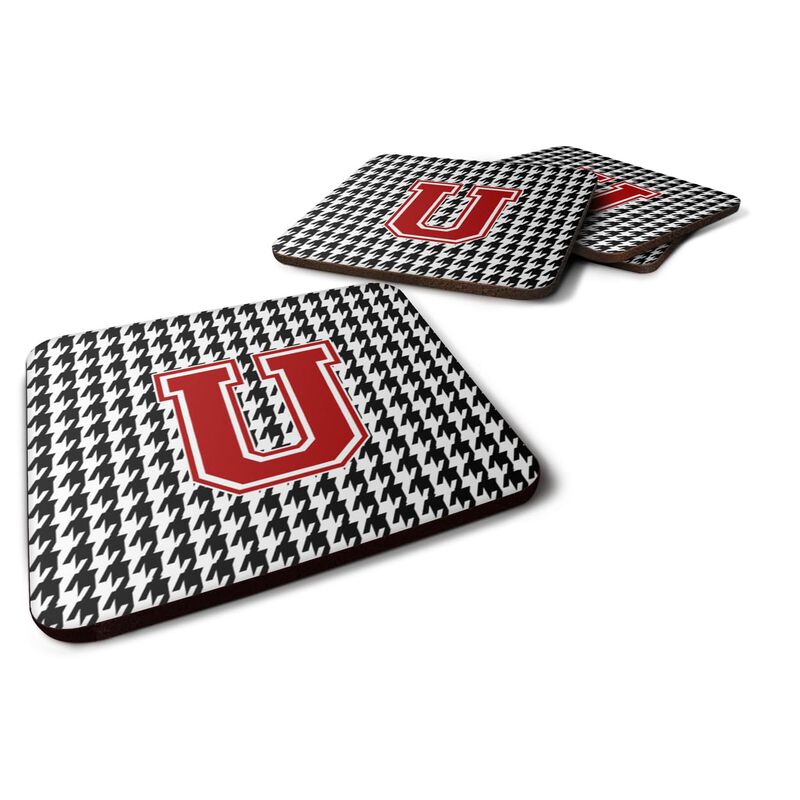Caroline's Treasures CJ1021-UFC Monogram-Houndstooth Foam Coasters (Set of 4), Initial U, 3.5 H x 3.5 W, Multicolor