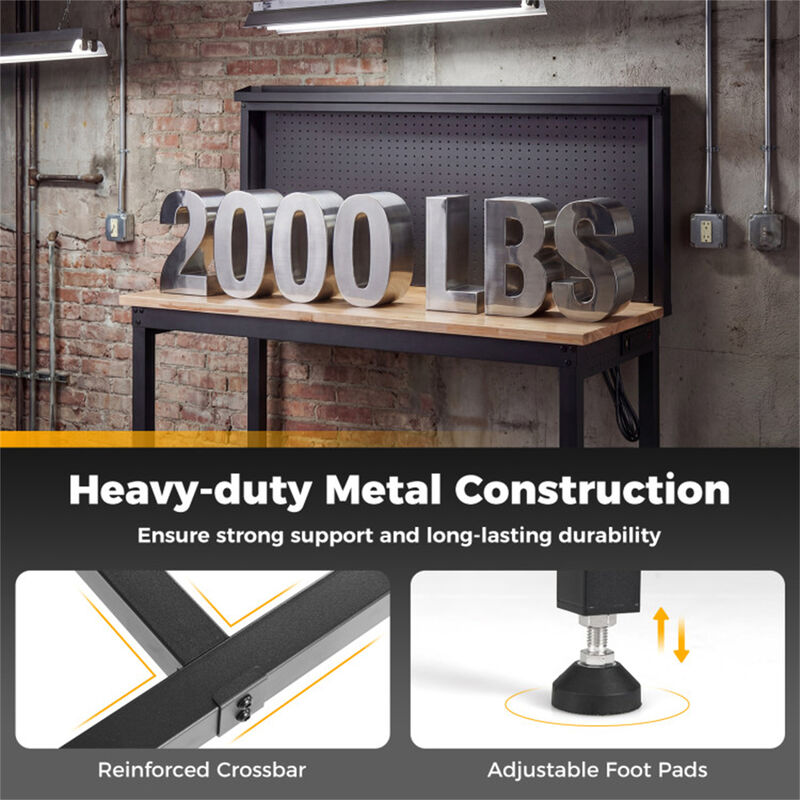 48 Inch Heavy Duty Workbench with AC/USB Outlets and Pegboard image number 5