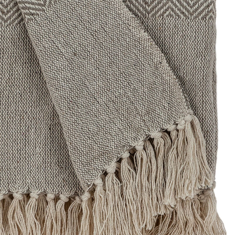 HomeRoots Tufted Beige Fringed Woven Handloom Throw image number 3