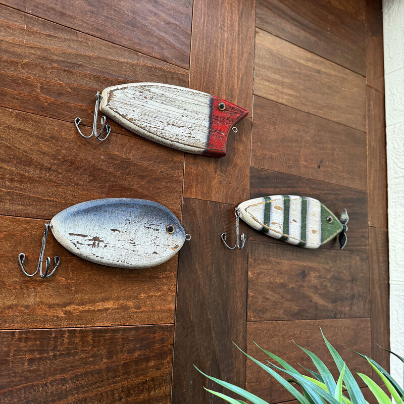 Rustic Fishing Lure Wall Decor Set of 3 Wood Metal Fish Plaques 9.5 inch image number 9