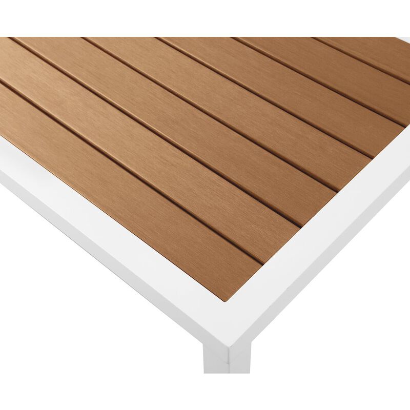 Meridian Furniture Nizuc Brown Wood Look Accent Paneling Outdoor Patio Aluminum Coffee Table