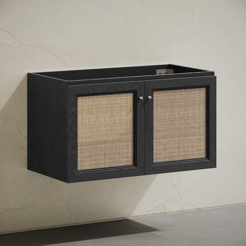 Classe 36" Wall-Mounted Bathroom Vanity in Black Oak without Sink Top image number 2