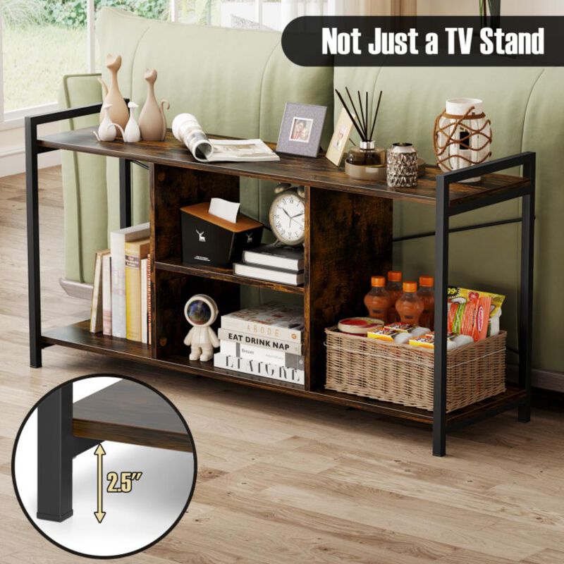 Hivvago TV Stand for 55 Inch TVs Industrial Entertainment Center-Rustic Brown