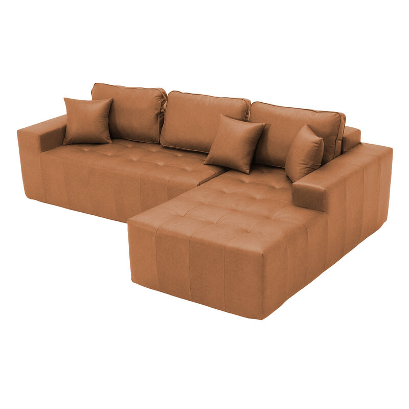 Kipur Faux Leather L-Shaped Sectional Couch image number 4