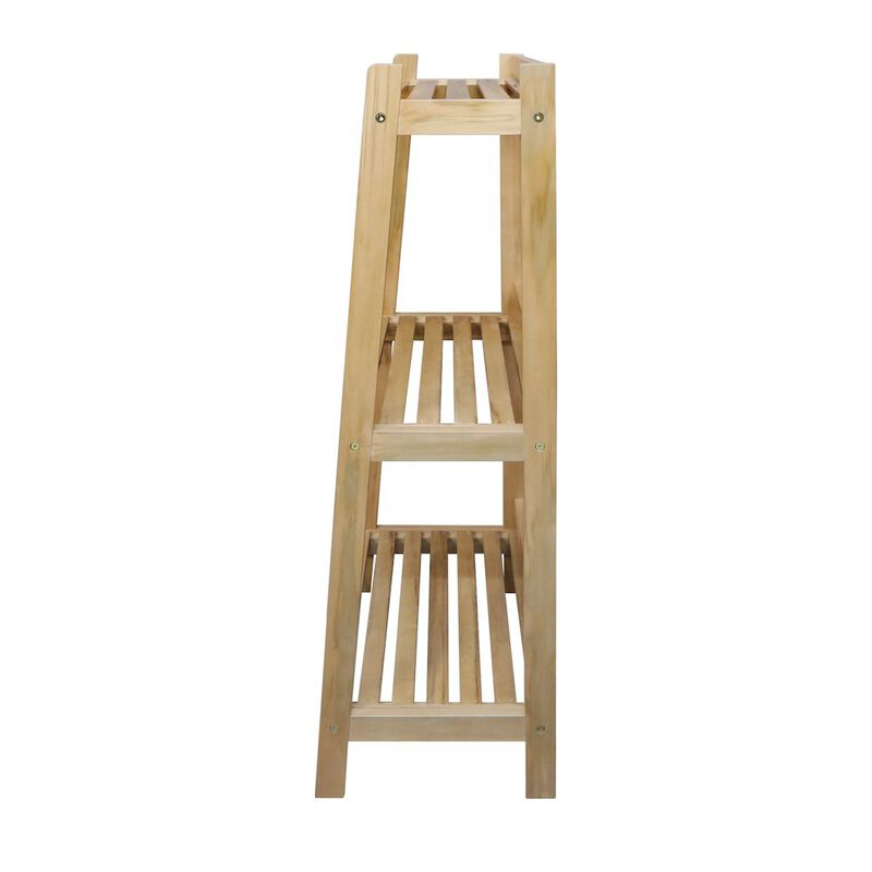 Woodhaven Slatted 3-Shelf Ladder Bookcase with Solid American Gum