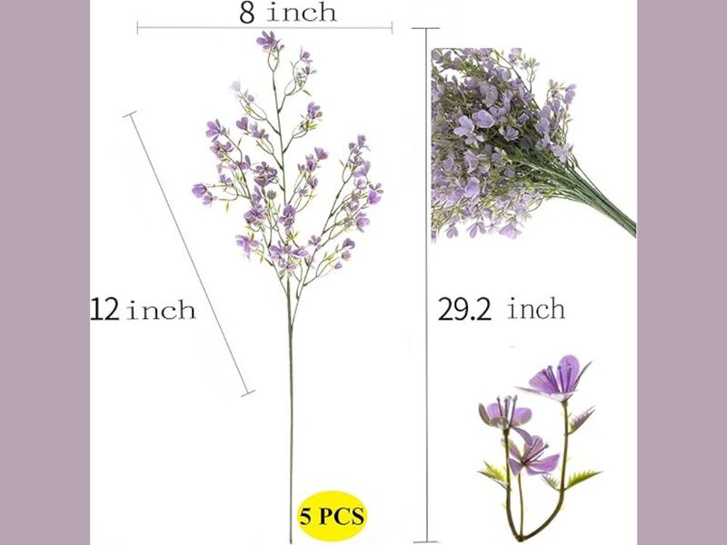 5 Piece Purple Artificial Flowers Long Stem Vase Filler 29 image number 2