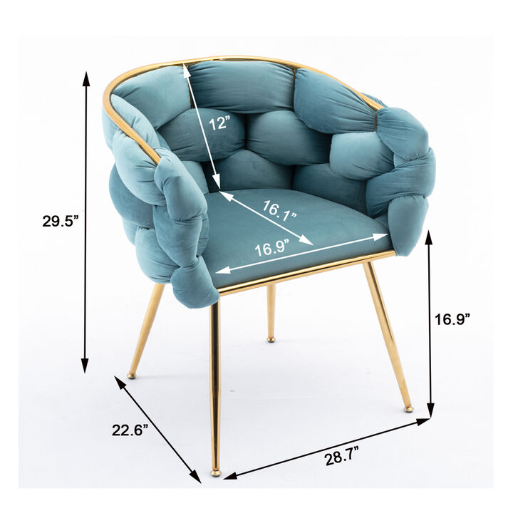 Luxury modern simple leisure velvet single sofa chair bedroom lazy person household dresser stool manicure table back chair blue