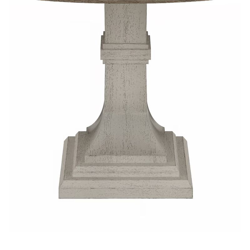 Sane 5pc Dining Table and Chair Set, Fiddleback, Round Top, Gray, White - Benzara