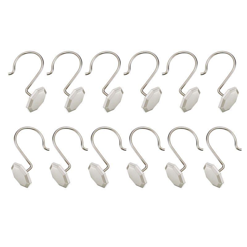 Zinc Shower Curtain Hooks, Set of 12 image number 3