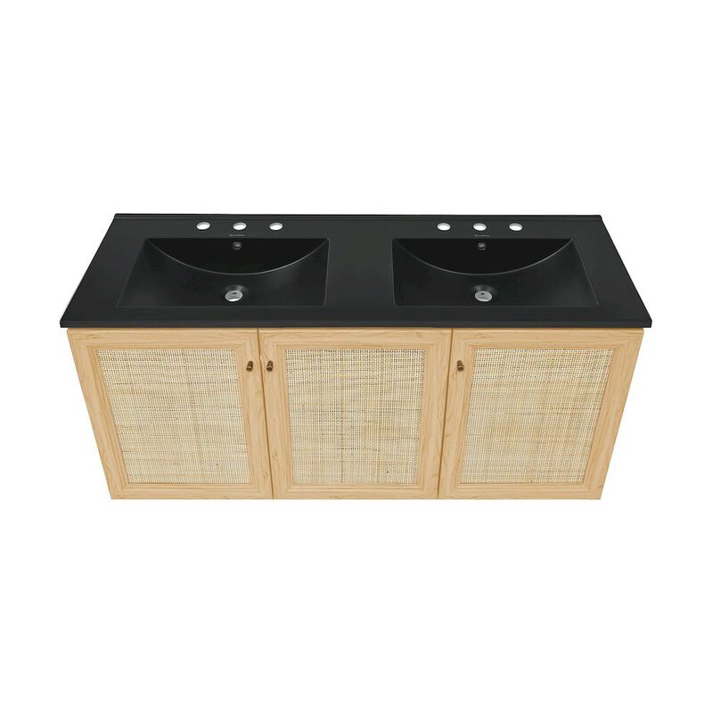 48" Wall-Mounted Bathroom Vanity with 3-Hole Widespread Sink Top image number 2