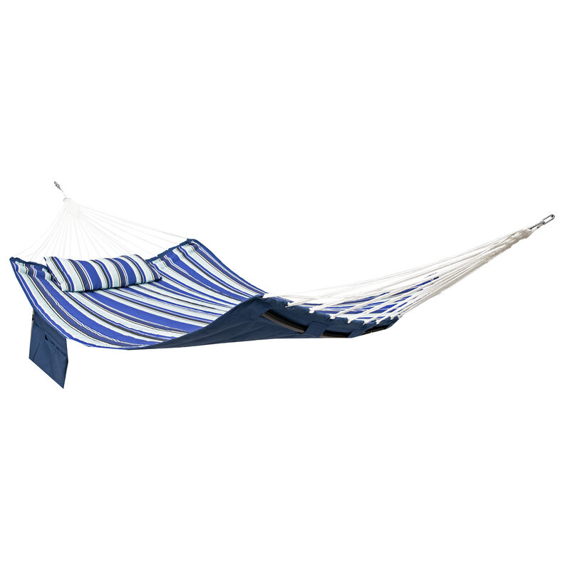 2-Person Polyester Hammock with Iron Spreader Bar and Pillow