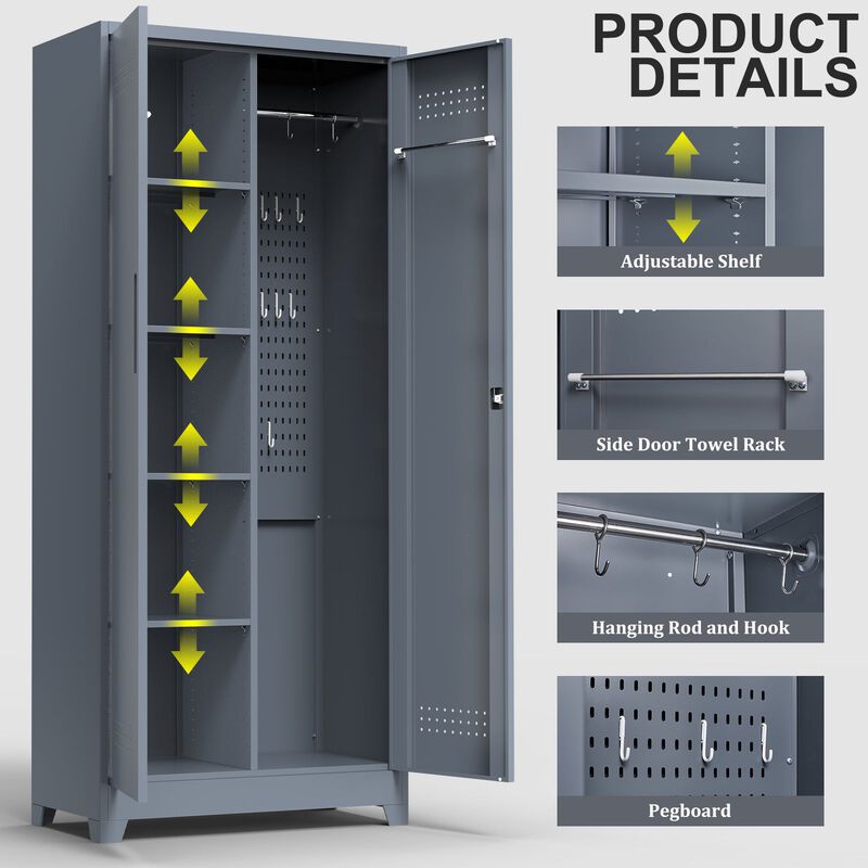 Metal Lockers Cleaning Tool Storage Cabinets With Locking Doors image number 2