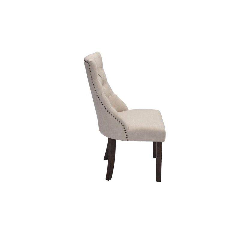 Best Quality Furniture Classic Upholstered Side Chair Tufted In Linen FabricNailhead Trim